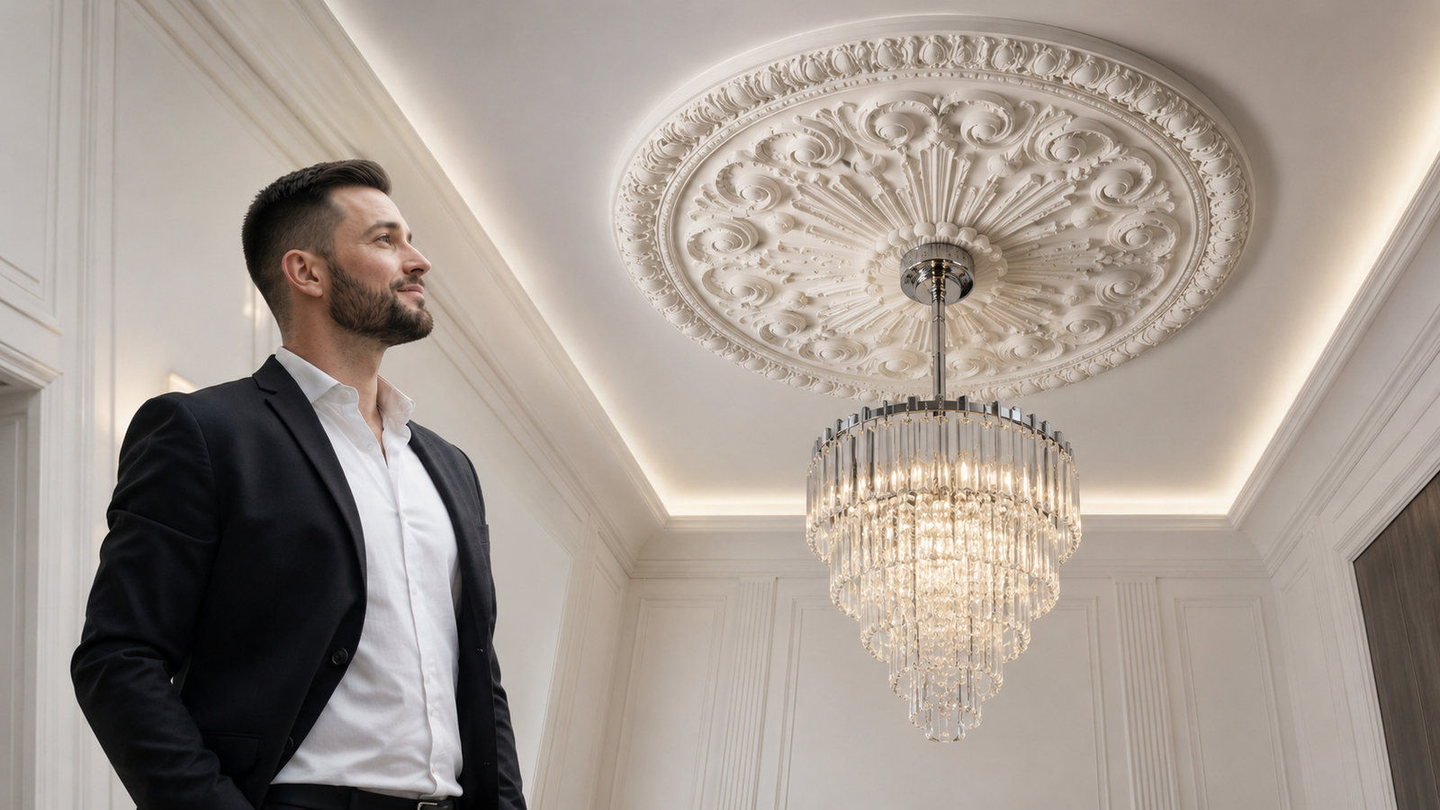 Rozety sufitowe z czystego gipsu – elegancka sztukateria sufitowa EFEZ